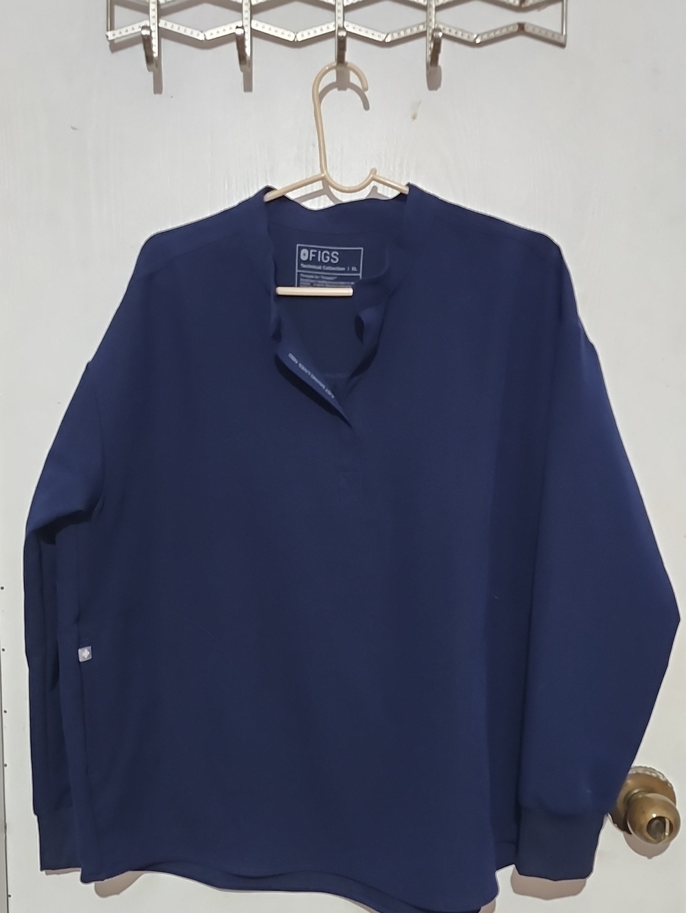 FIGS Navy Pullover V-Slit Women's Top